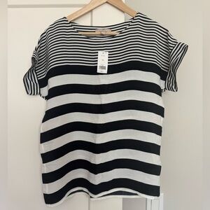 NWT Banana Republic Navy and White Blouse Sz XS